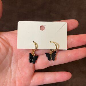 Black Butterfly Hoops